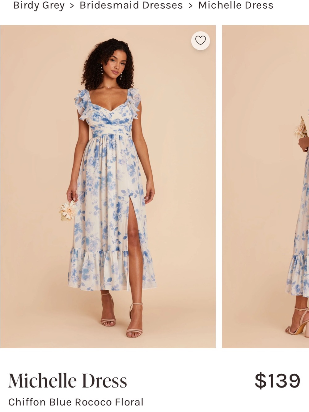 Birdy Grey Michelle Midi Dress — Blue Rococo Floral on Cream